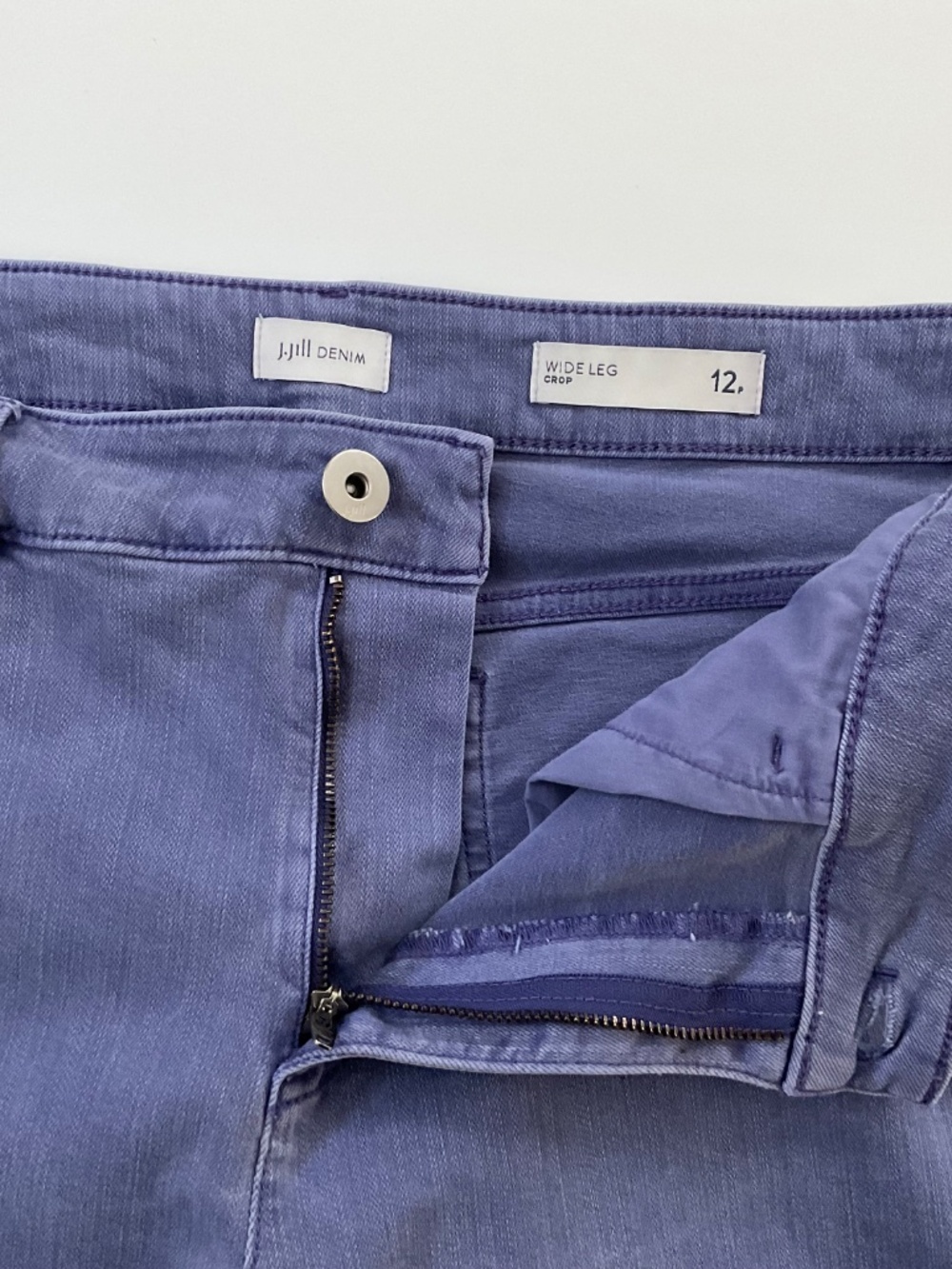 J Jill  Denim Wide Leg Crop Pants Sz 12P Purple Boho Casual Everyday Comfort - Picture 6 of 12